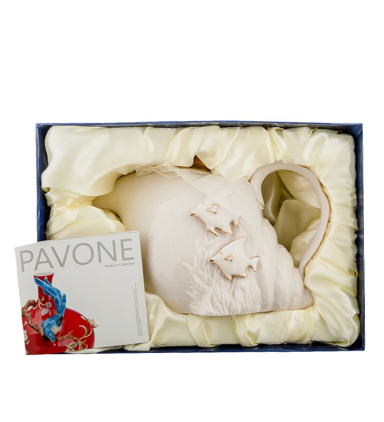 Заварочный чайник из фарфора Морская ракушка Pavone FM-34/ 2, фотография в упаковке