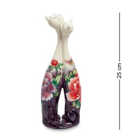 Ваза из фарфора Парочка кошек, рисунок гвоздики