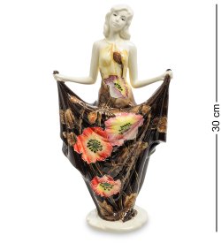 Статуэтка из фарфора Девушка в коричневом платье с маками