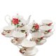 Чайный Сервиз на 6 персон из фарфора Золотая Роза Рафаэлло, ручная роспись Pavone JS-13