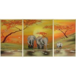 Картина Композиция Саванна (триптих) c кристаллами Swarovski