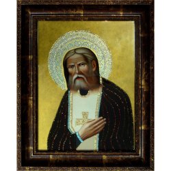 Икона с кристаллами Swarovski - Серафим Саровский
