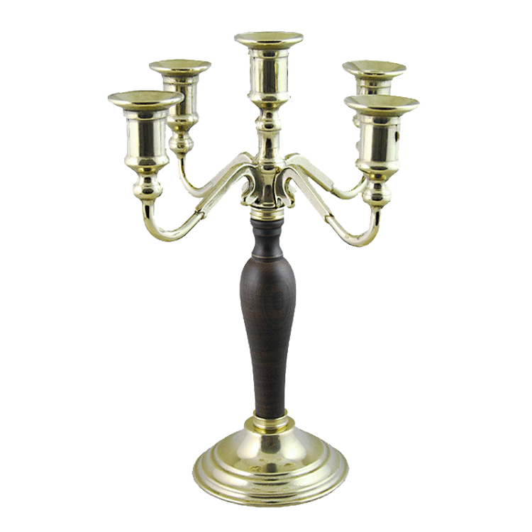Канделябр на 5 свечей с деревянной вставкой на основании Alberti Livio AL-80-385