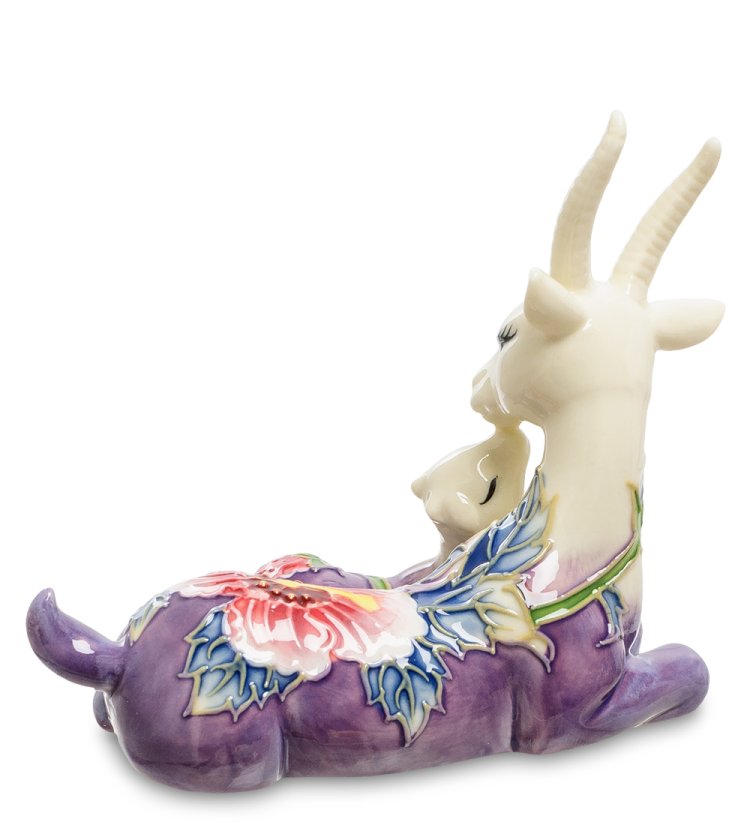 Статуэтка из фарфора Мама Коза с фиолетовыми копытцами Pavone JP-71/12, оборотная сторона