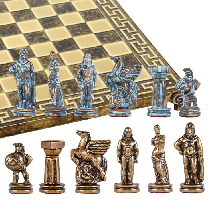 Шахматы на коричневой металлической доске Древняя Спарта Manopoulos MP-S-16-B-28-MBRO