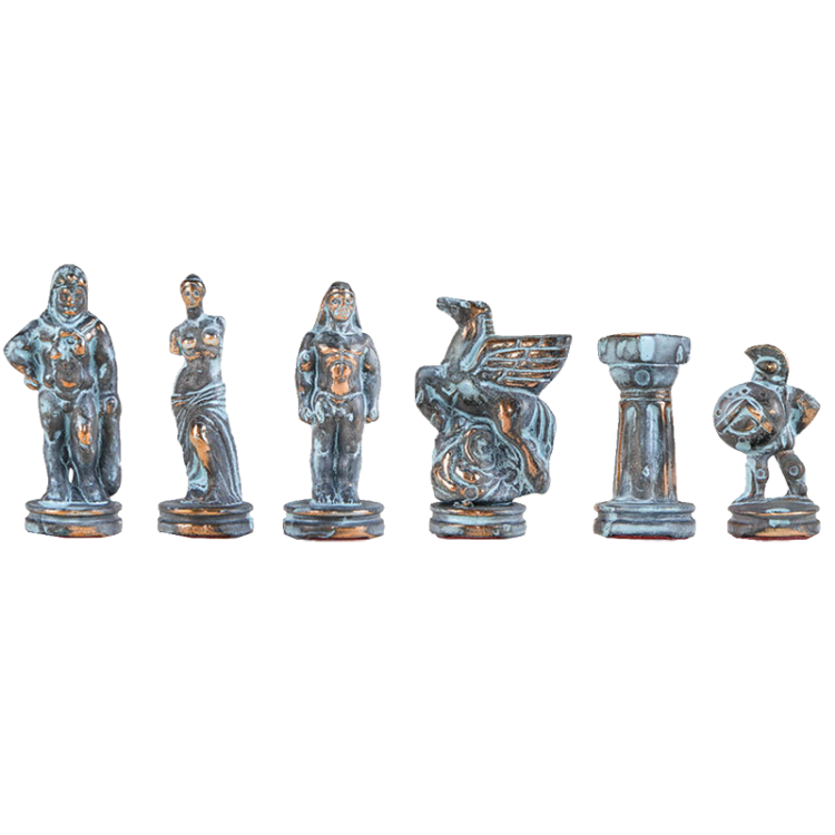 Шахматы на коричневой металлической доске Древняя Спарта Manopoulos MP-S-16-B-28-MBRO, патиновые фигуры