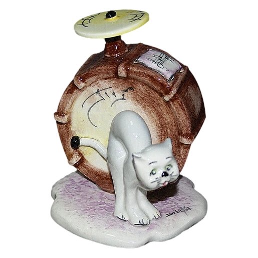 Статуэтка из фарфора Кошка и барабан