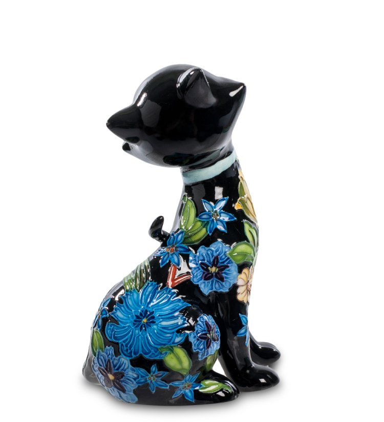 Статуэтка из фарфора Черный Кот с закрытыми глазами Pavone JP-670/ 10, фотография со спины