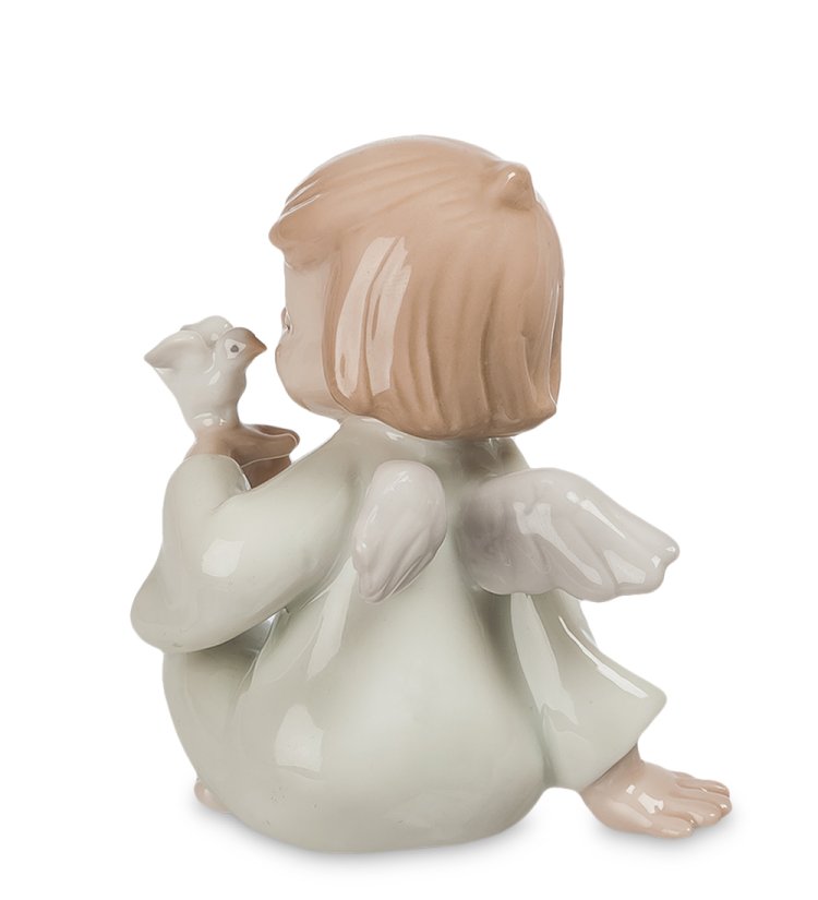 Статуэтка из фарфора Ангелок с голубем Pavone JP-20 /9, фотография со спины