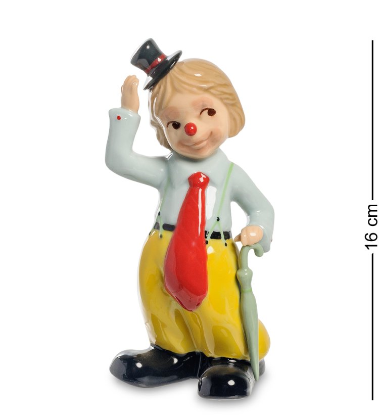 Статуэтка из фарфора Клоун в галстуке с зонтом Pavone CMS-23/64