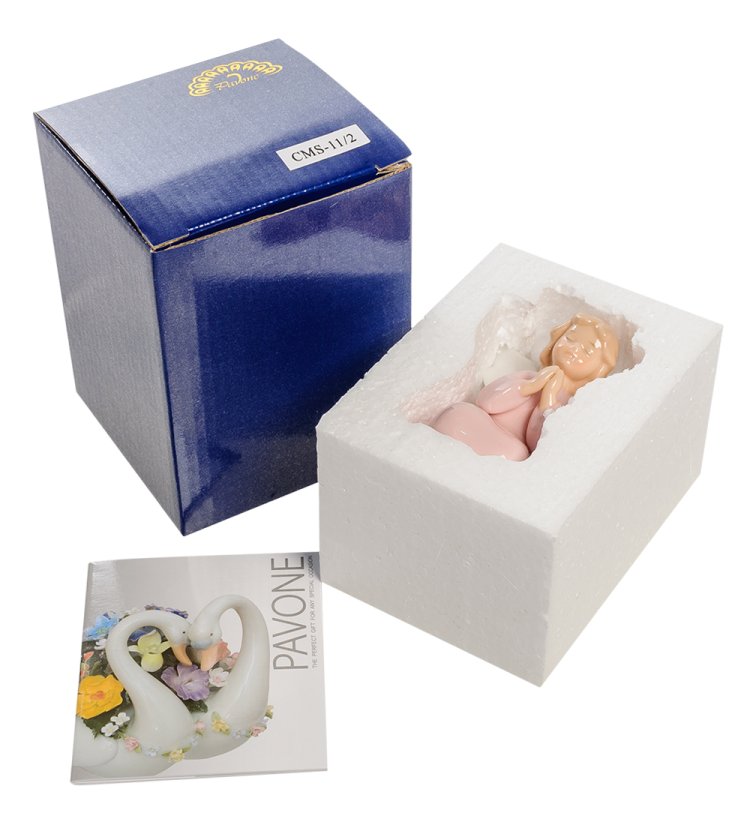 Статуэтка из фарфора Молящейся Ангел девочка в розовом Pavone CMS-11/ 2, фотография в упаковке