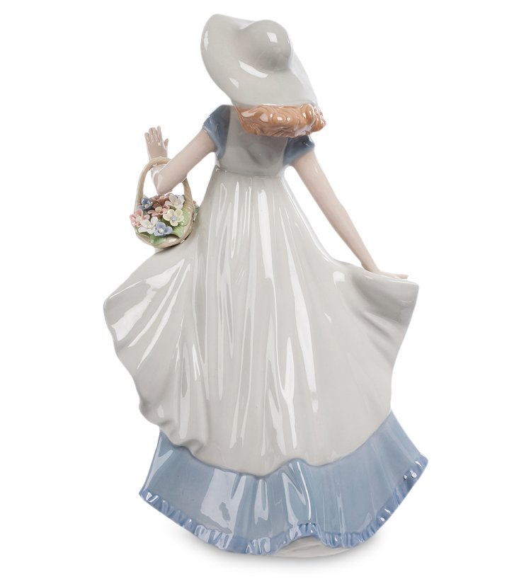 Статуэтка из фарфора Девушка в шляпке с корзинкой цветов Pavone CMS-20/14, фотография со спины