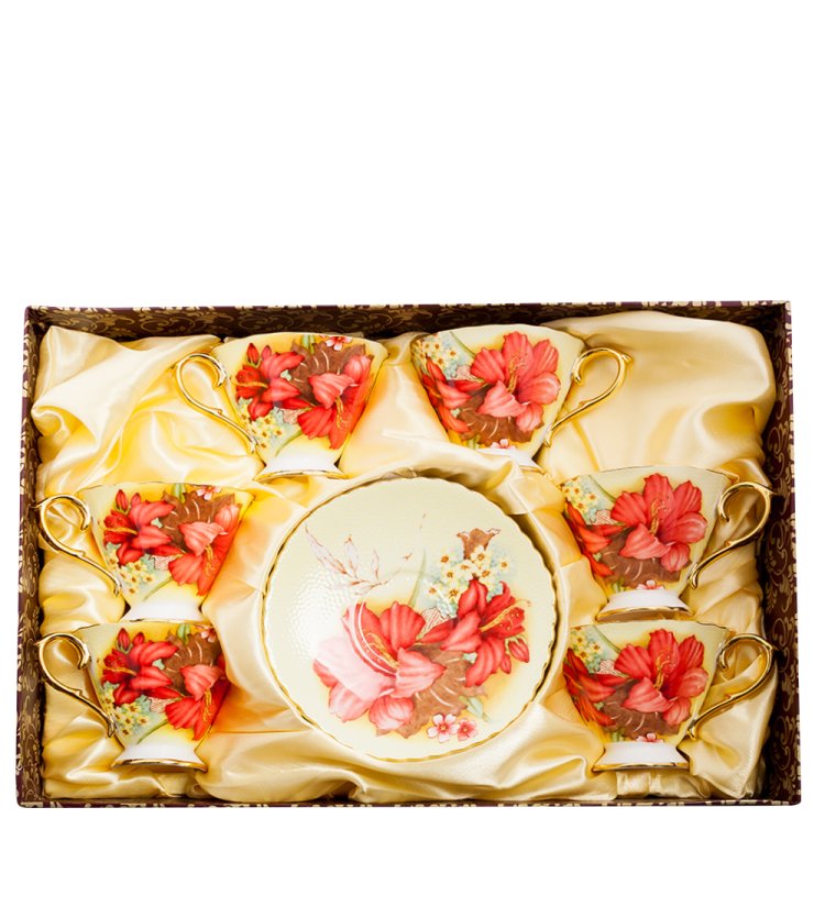 Чайный набор на 6 персон Фиор Дель Аморе, маки Pavone AS-67, фотография в упаковке