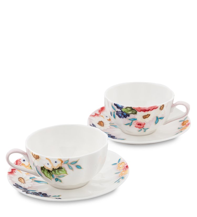Чайный набор на 2 персоны из фарфора Королева Камилла, ручная роспись Pavone JS-19