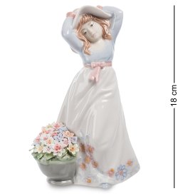 Статуэтка из керамики Девочка в шляпе с корзинкой цветов