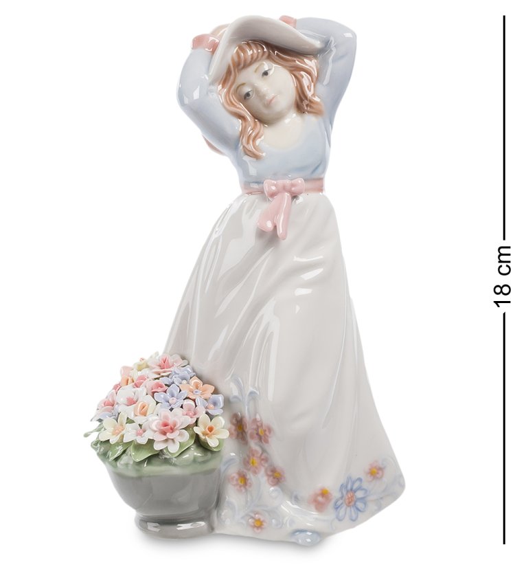 Статуэтка из керамики Девочка в шляпе с корзинкой цветов Pavone CMS-20/ 9