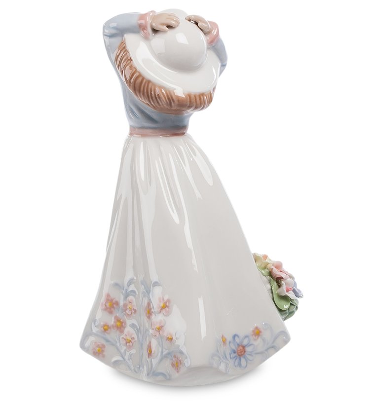 Статуэтка из керамики Девочка в шляпе с корзинкой цветов Pavone CMS-20/ 9, фотография со спины