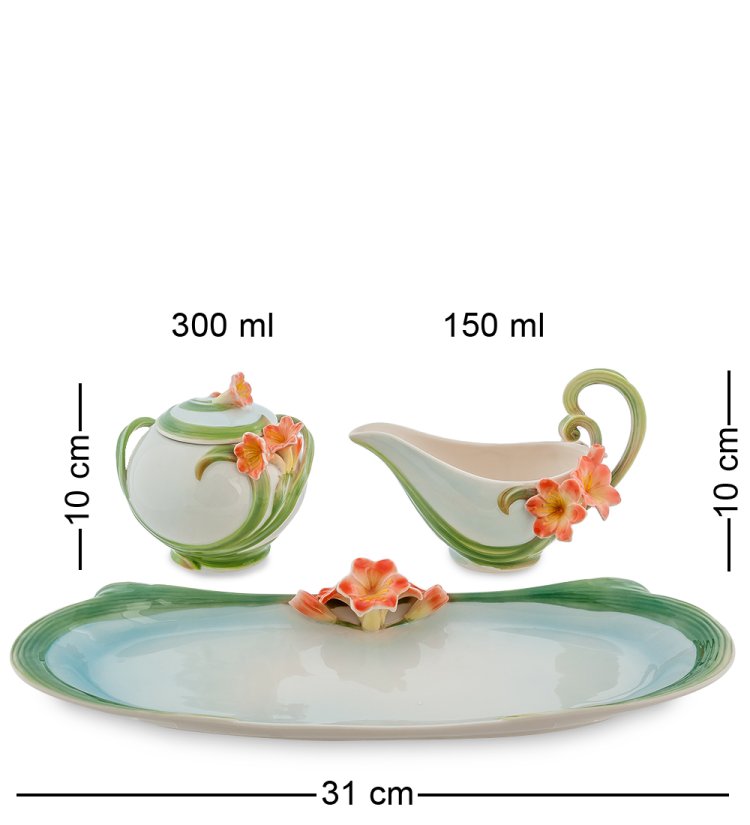 Набор сахарница и молочник Кливия Pavone FM-36/ 2, фотография сбоку