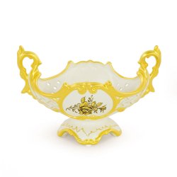 Конфетница с ручками на ножке из керамики коллекция Fiori Gold