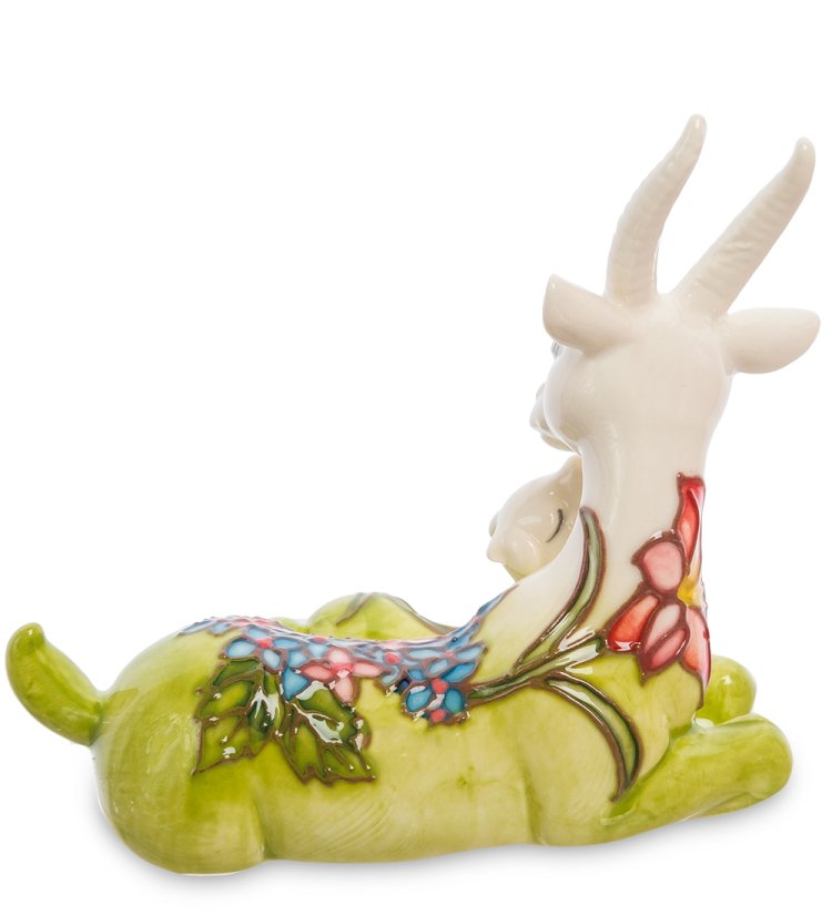 Статуэтка из фарфора Мама Коза с зелеными копытцами Pavone JP-71/14, оборотная сторона