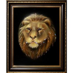 Картина Лев в багете c кристаллами Swarovski