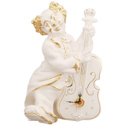 Часы из керамики Клоун с контрабасом