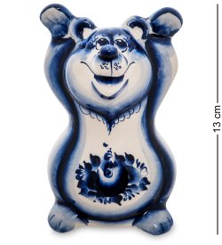 Фигурка Медведь Голубая гжель