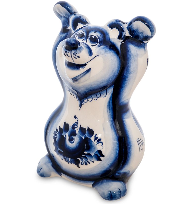 Фигурка Медведь Голубая гжель ГЛ-229, фотография сбоку