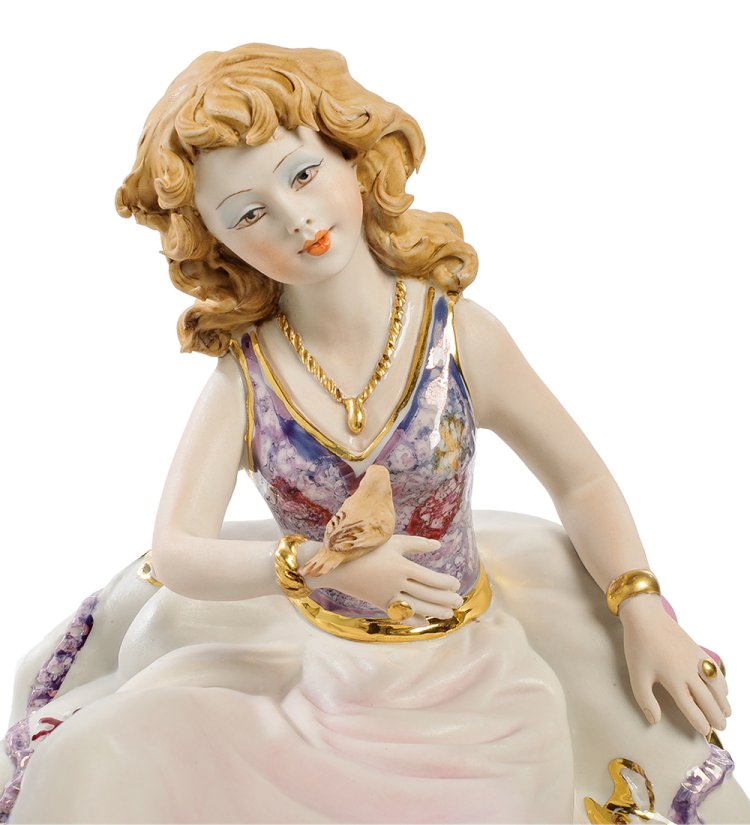 Статуэтка из керамики Девушка с птичкой Sabadin Vittorio SV- 16, фотография лица