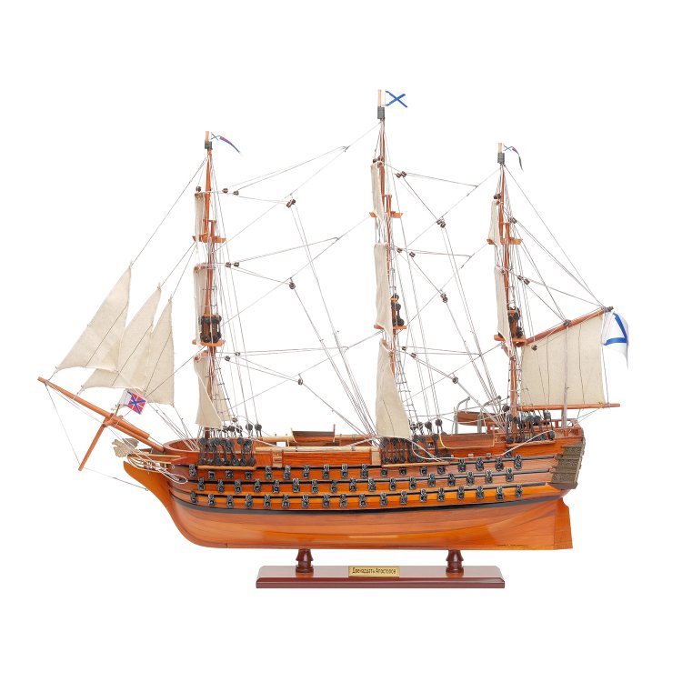 Модель корабля из дерева 12 Апостолов длина 62 см, фотография сбоку