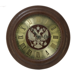 Настенные часы из дерева с Гербом России