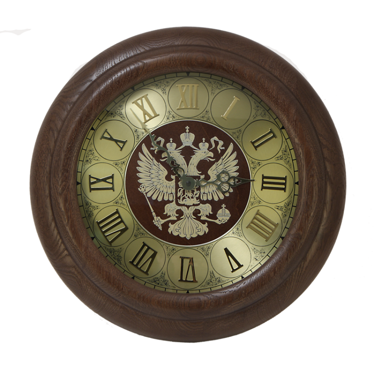 Настенные часы из дерева с Гербом России Бриг Ч-02-РФ
