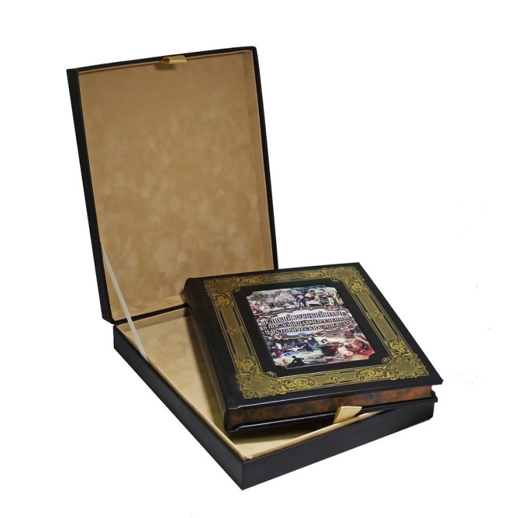 Книга в кожаном переплете Великий русский народ в пословицах, поговорках и исторических эпизодах - Бутромеев В. П. BG1304K, фотография в коробке