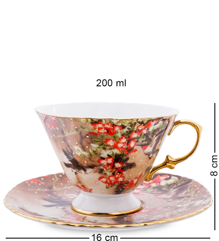 Чайный набор из фарфора на 2 персоны Дольче Вита Pavone AS-60, фотография чашки и блюдца