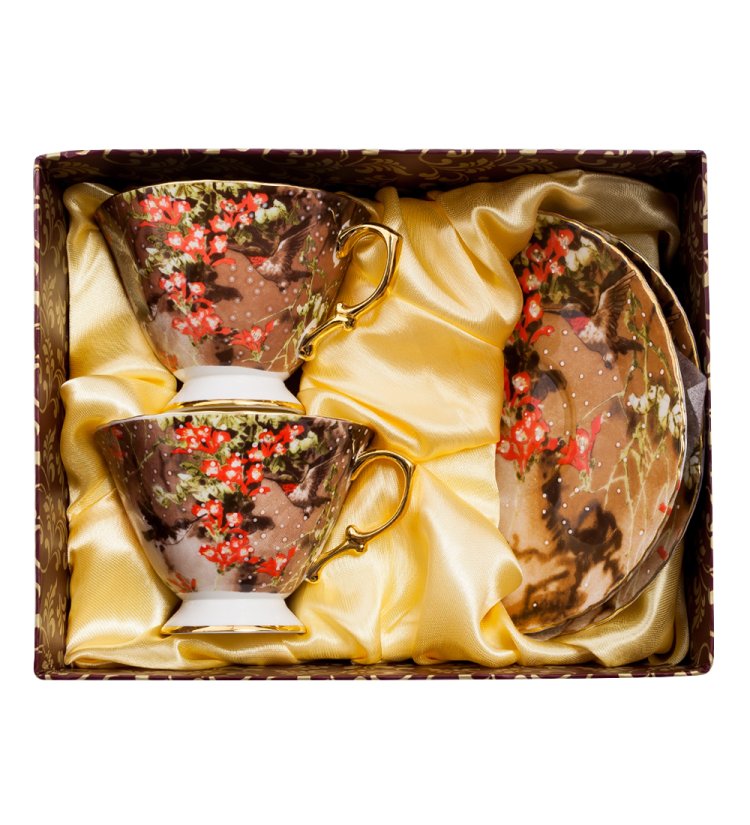 Чайный набор из фарфора на 2 персоны Дольче Вита Pavone AS-60, фотография в упаковке