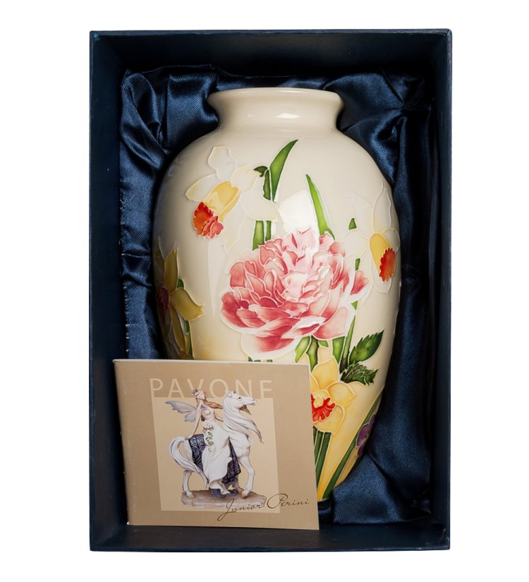 Настольная Ваза для цветов из фарфора Цветочное Трио Pavone JP-97/41, фотография в упаковке