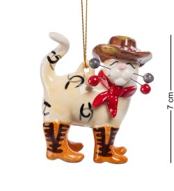 Подвесная фигурка из керамики Кот Ковбой