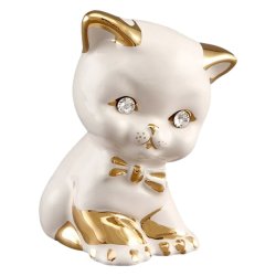 Статуэтка Маленький Белый Котёнок, Золотой декор, Левый