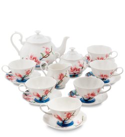 Чайный сервиз на 6 персон из фарфора Цветущая сакура