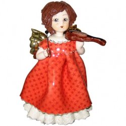 Фигурка из фарфора Ангел в красном со скрипкой