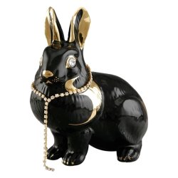 Статуэтка Лежащий кролик Черный