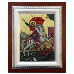 Икона Святой Георгий в деревянной рамке