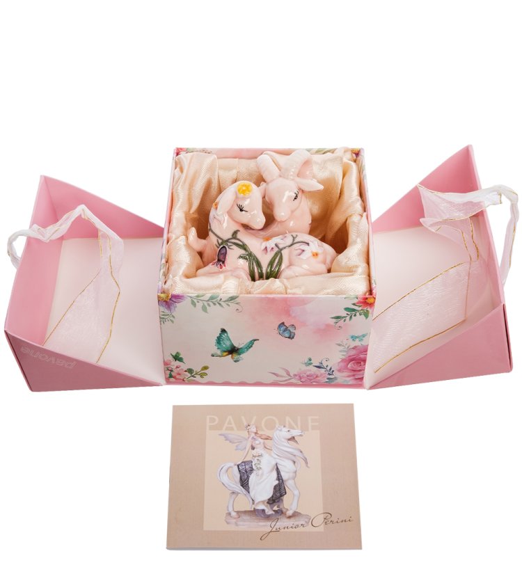 Фигурка из фарфора Влюбленные Барашки Pavone JP-71/16, упаковочный вид