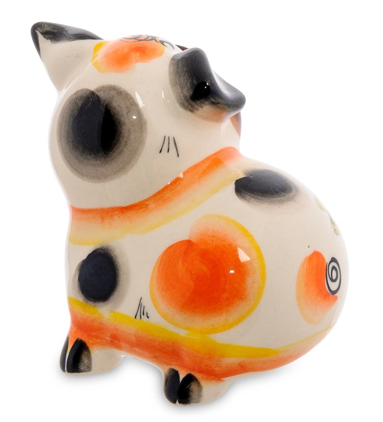 Фигурка Свинка улыбака Цветная гжель ГЛ-459, фотография сбоку