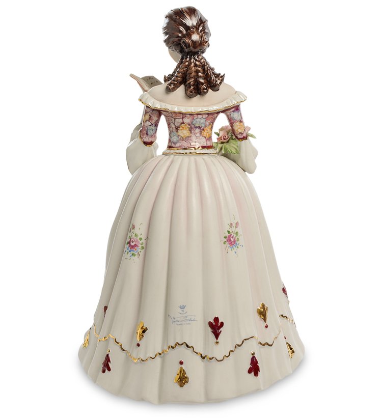 Статуэтка из керамики Девушка с букетиком роз и книгой Sabadin Vittorio SV- 17, фото со спины