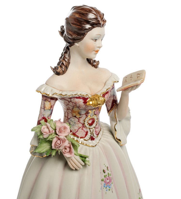 Статуэтка из керамики Девушка с букетиком роз и книгой Sabadin Vittorio SV- 17, фотография лица