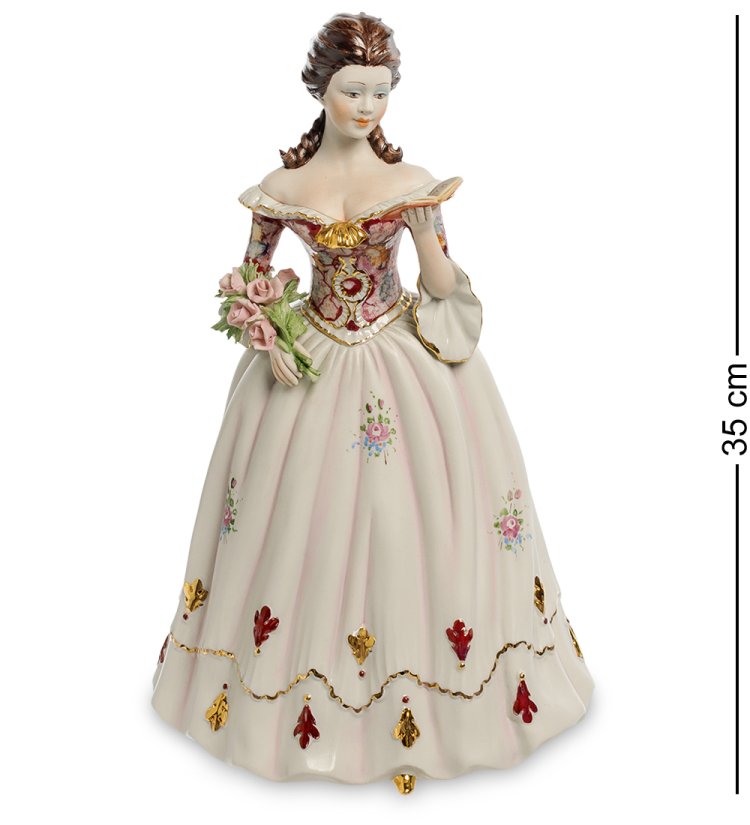 Статуэтка из керамики Девушка с букетиком роз и книгой Sabadin Vittorio SV- 17