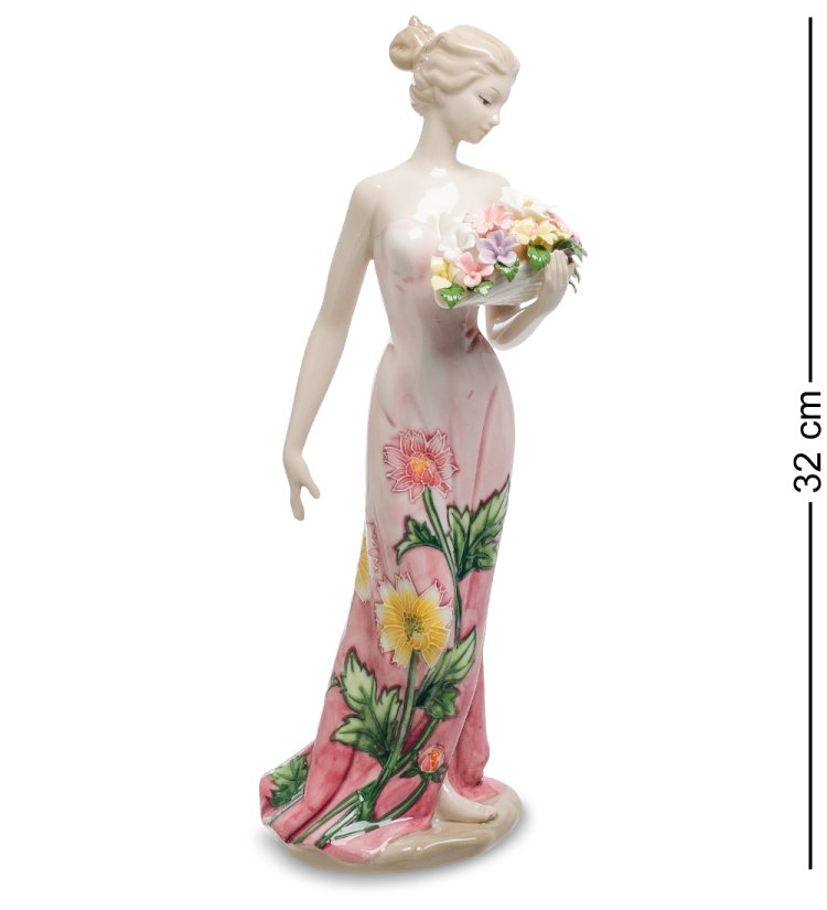 Статуэтка из фарфора Девушка с цветами в руке Pavone JP-12/ 9