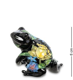 Статуэтка из фарфора Черная Лягушка с цветами