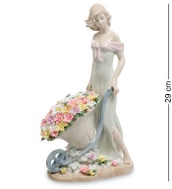 Статуэтка из фарфора Девушка с телегой цветов